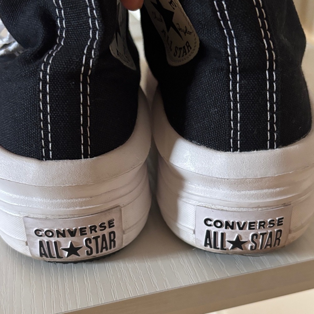 Converse Women's Black Canvas Platform Sneakers - Picture 3 of 4